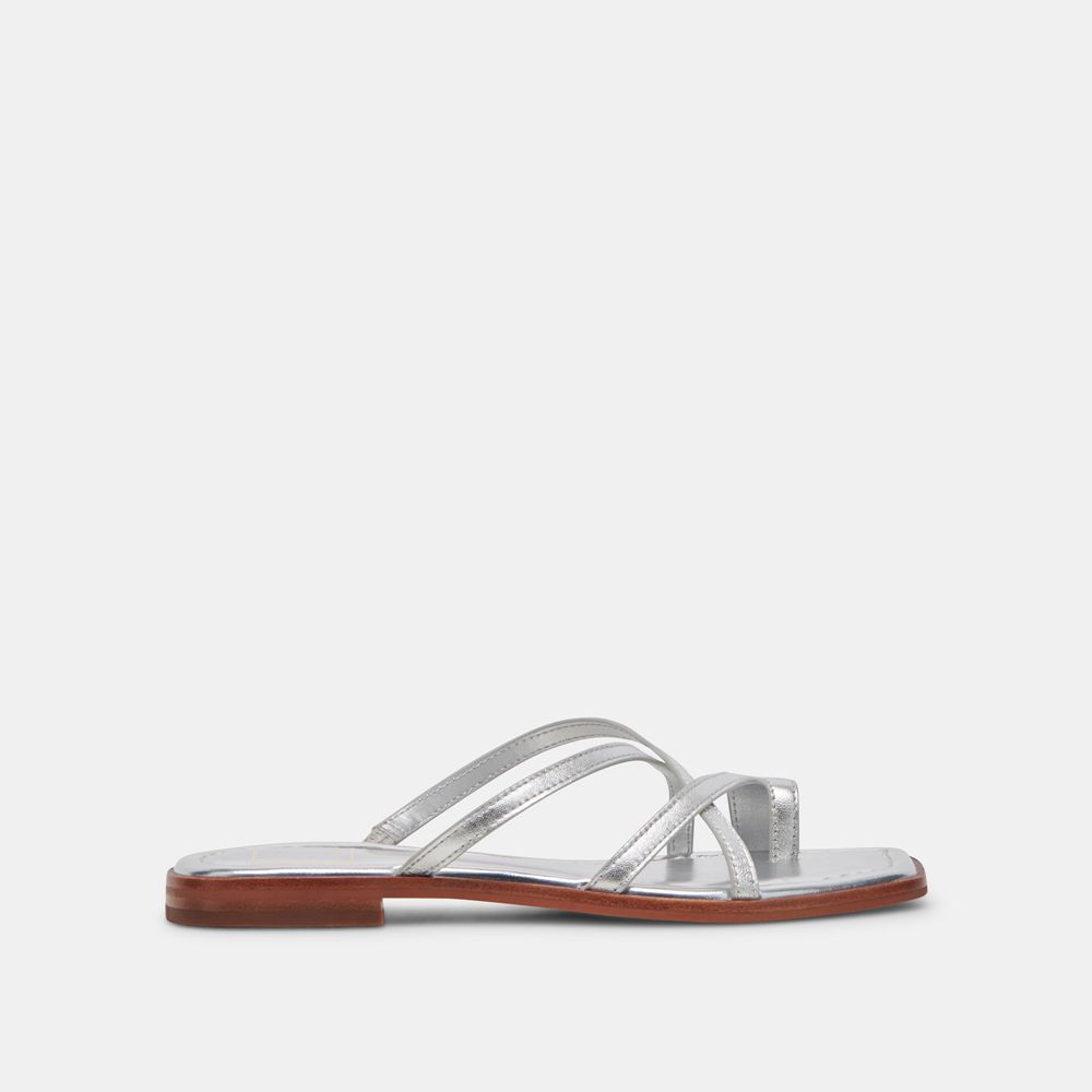 Dolce Vita Indigo Leather Women Sandals Silver | US-974865XTU