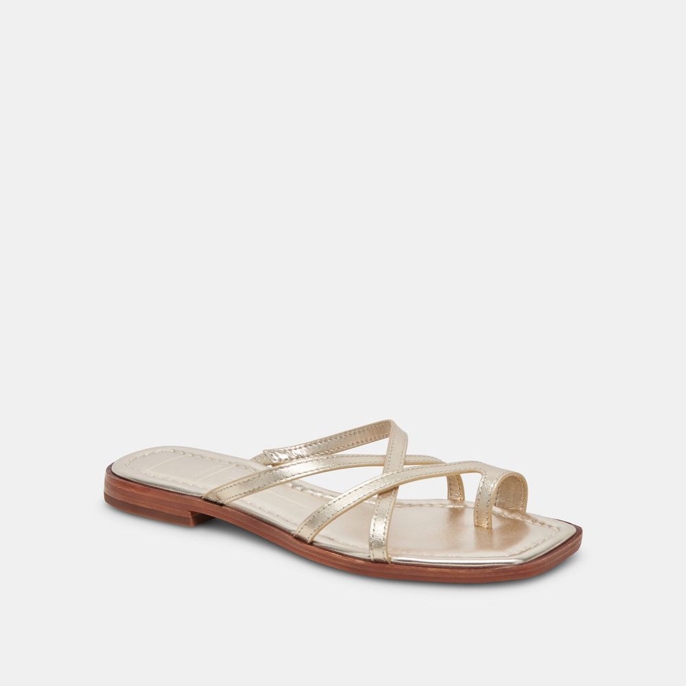 Dolce Vita Indigo Leather Women Sandals Gold | US-134572MDS