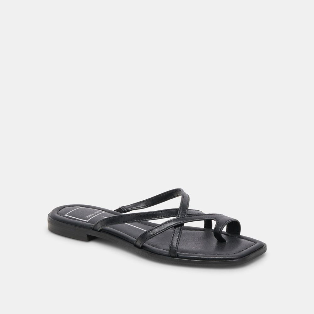 Dolce Vita Indigo Leather Women Sandals Black | US-432618MEZ