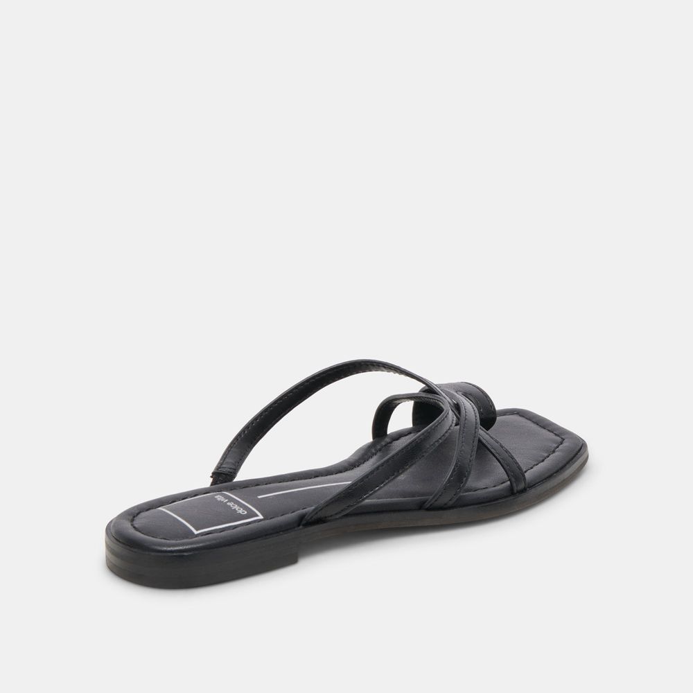 Dolce Vita Indigo Leather Women Sandals Black | US-432618MEZ