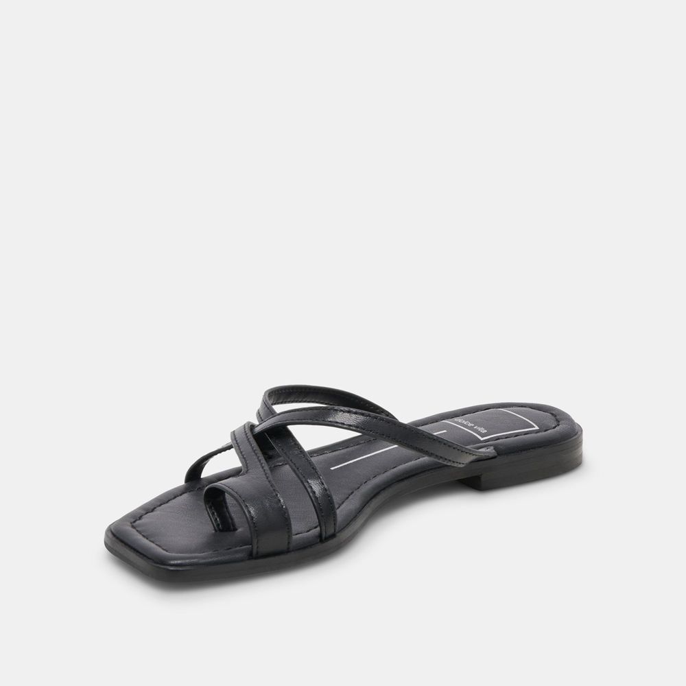 Dolce Vita Indigo Leather Women Sandals Black | US-432618MEZ