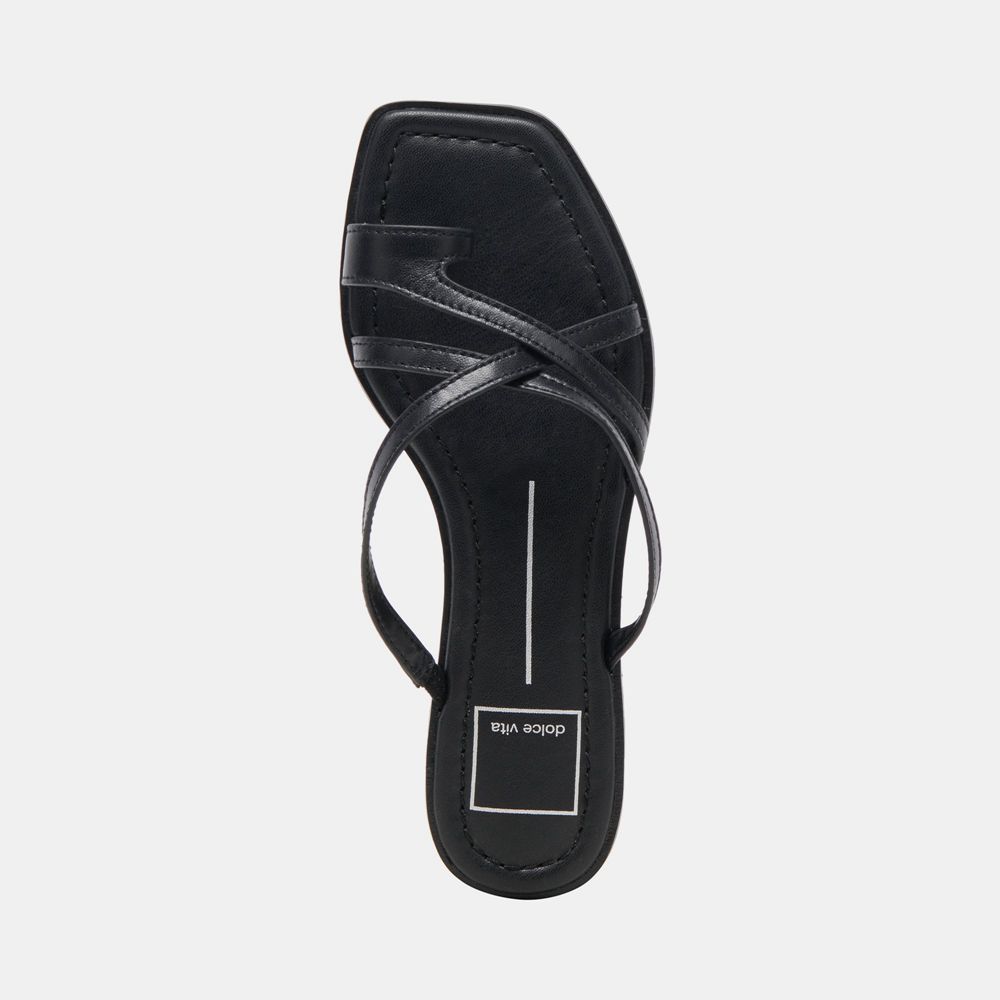 Dolce Vita Indigo Leather Women Sandals Black | US-432618MEZ