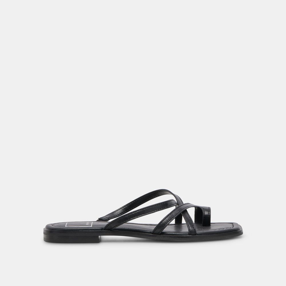 Dolce Vita Indigo Leather Women Sandals Black | US-432618MEZ