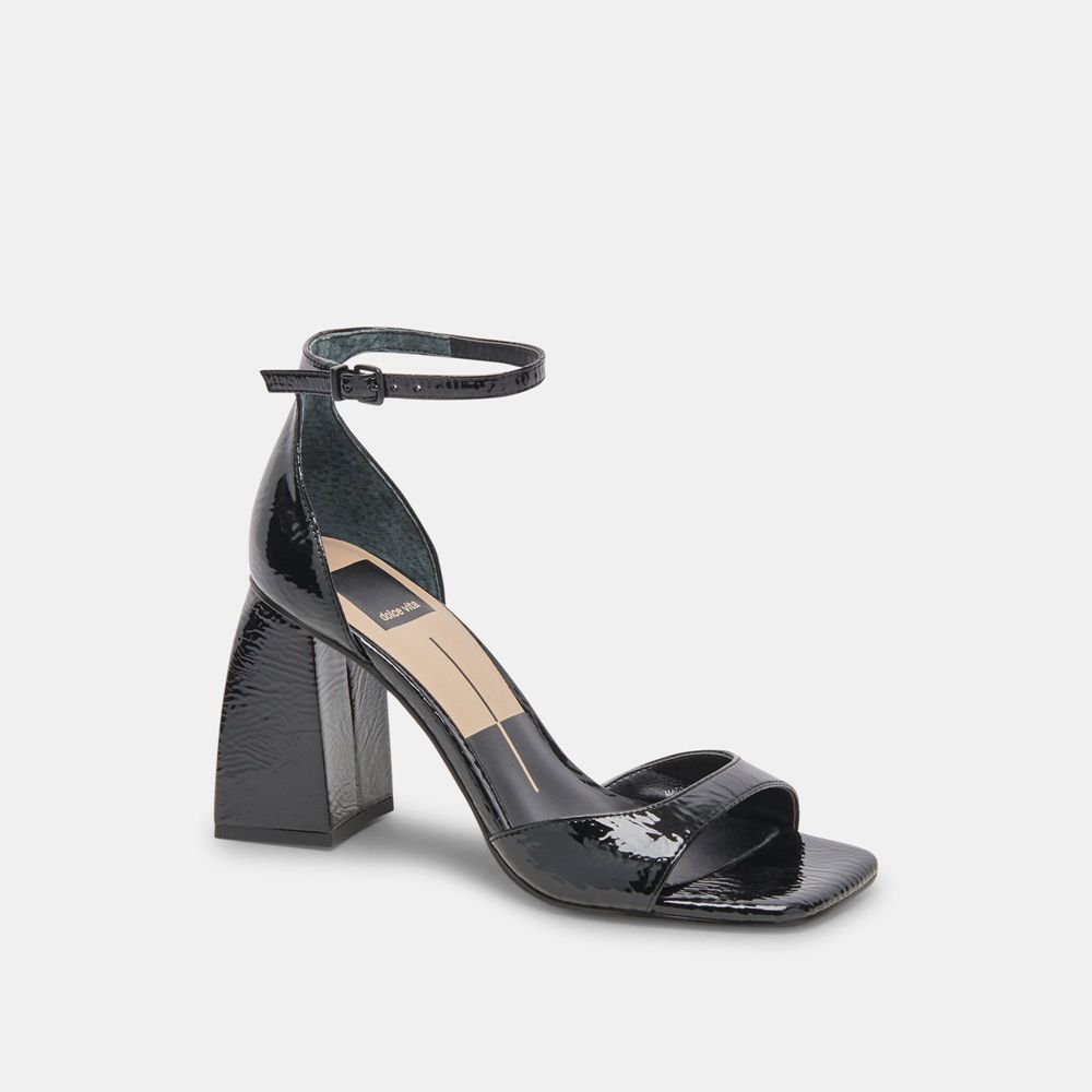 Dolce Vita Janey Crinkle Patent Women Heels Black | US-914073YZJ