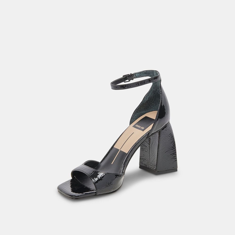 Dolce Vita Janey Crinkle Patent Women Heels Black | US-914073YZJ