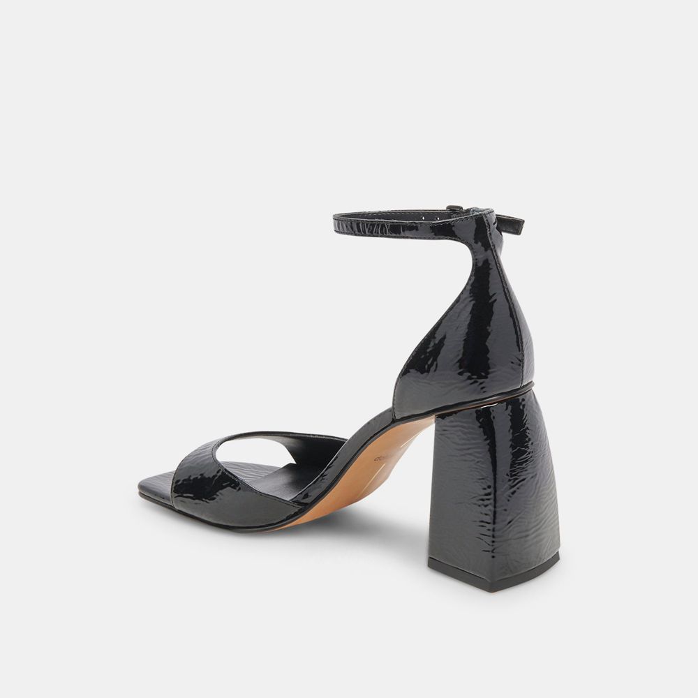 Dolce Vita Janey Crinkle Patent Women Heels Black | US-914073YZJ