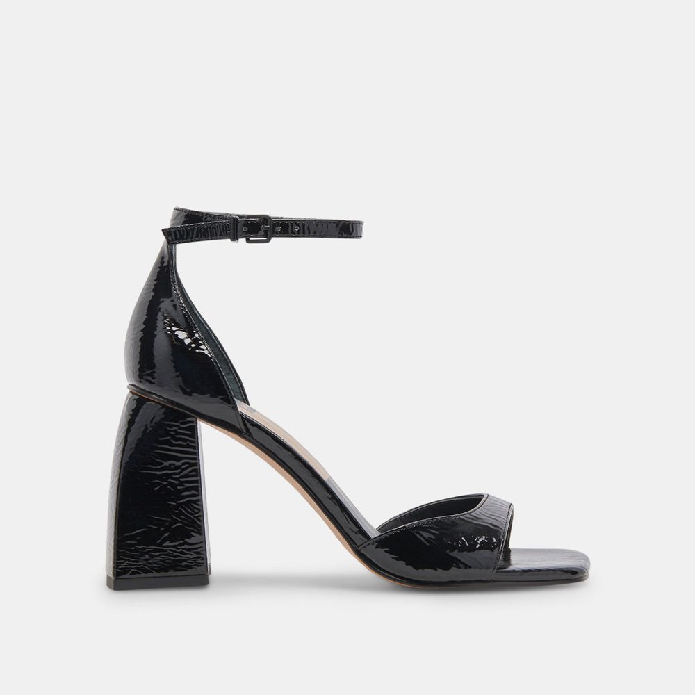 Dolce Vita Janey Crinkle Patent Women Heels Black | US-914073YZJ