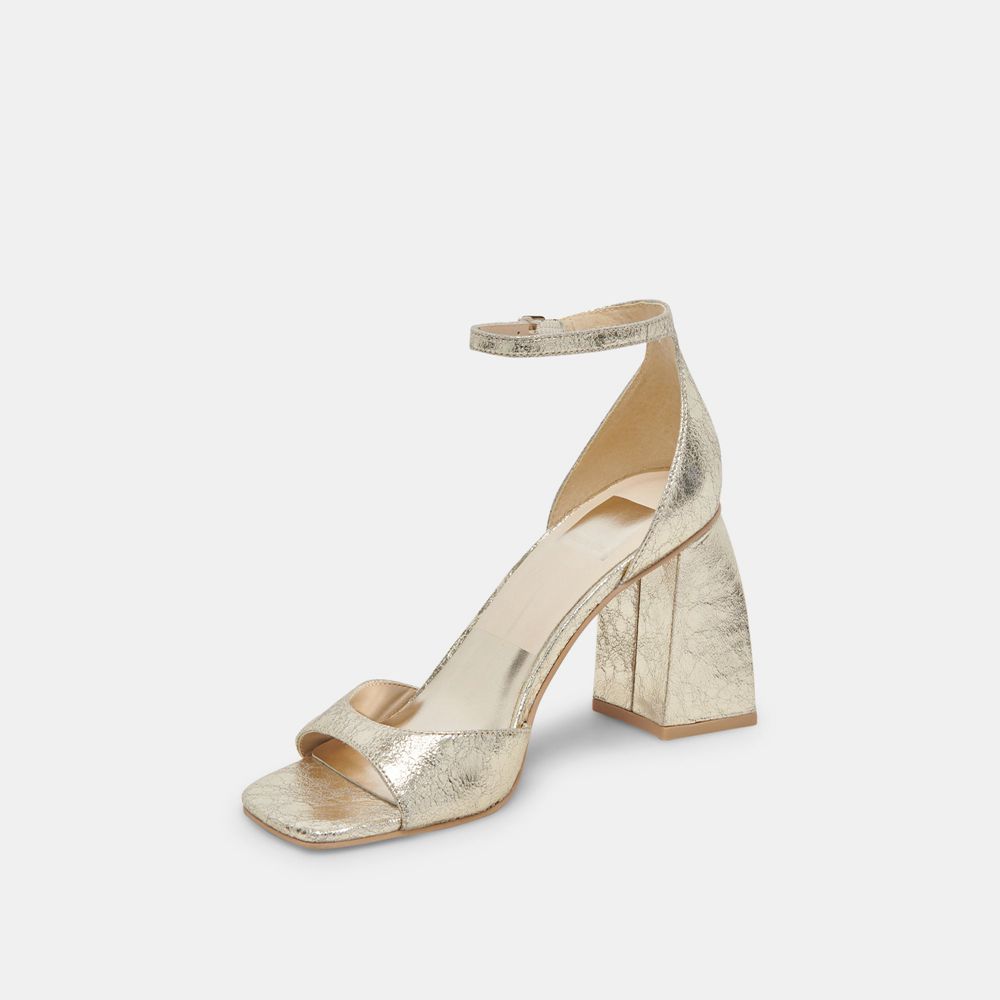 Dolce Vita Janey Leather Women Heels Platinum | US-518406RIS