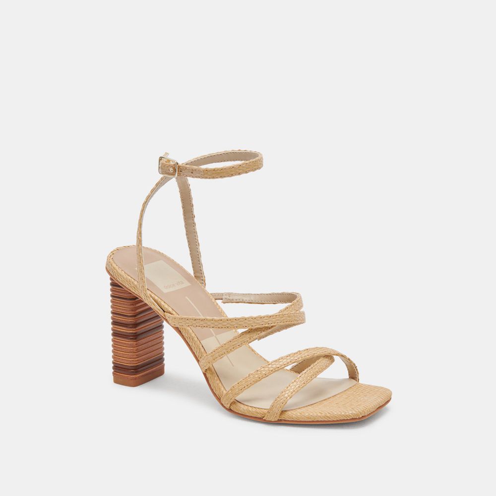 Dolce Vita Jenko Raffia Women Heels Light Brown | US-798120LXM