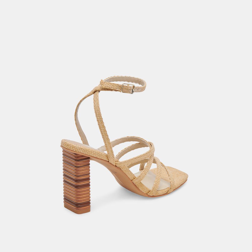 Dolce Vita Jenko Raffia Women Heels Light Brown | US-798120LXM