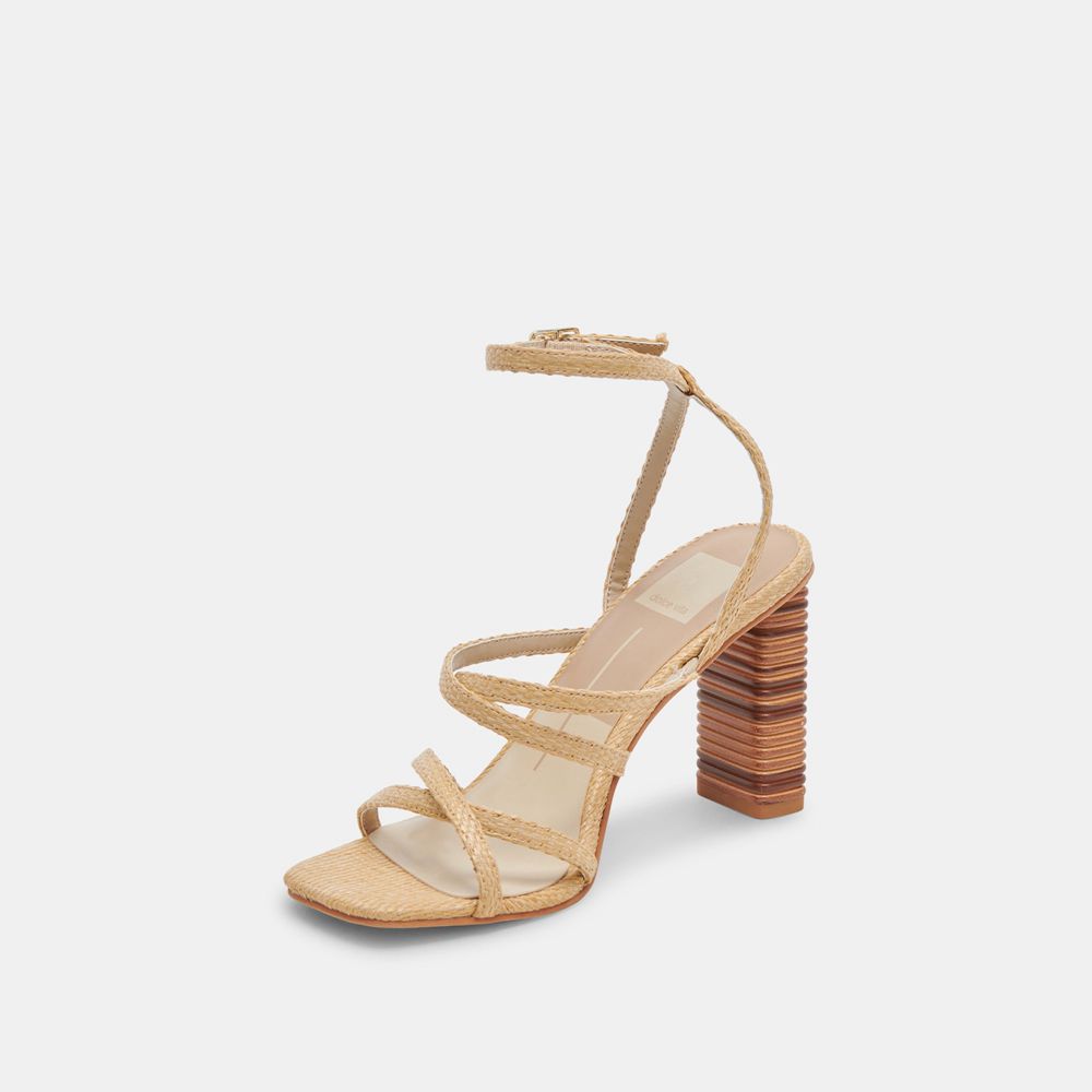 Dolce Vita Jenko Raffia Women Heels Light Brown | US-798120LXM