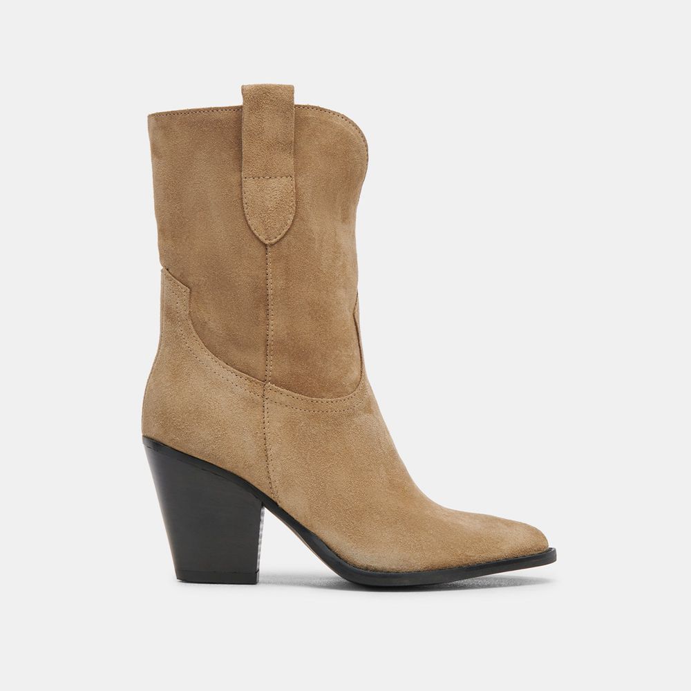 Dolce Vita Jetro Suede Women Western Boots Khaki | US-724653YLQ