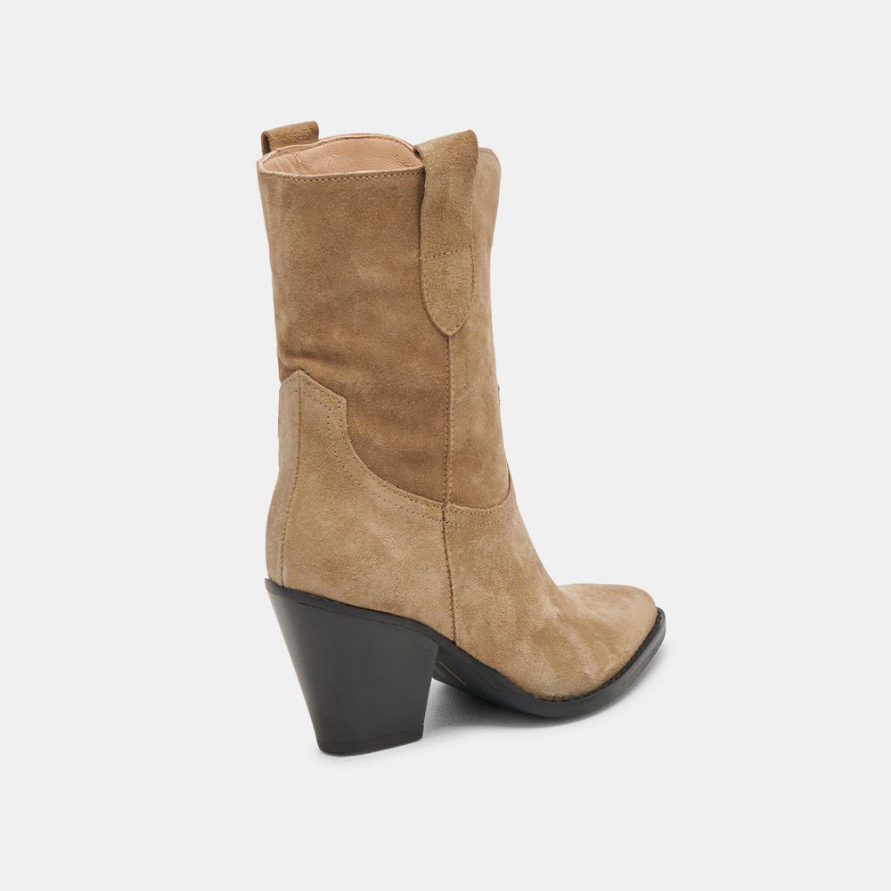 Dolce Vita Jetro Suede Women Western Boots Khaki | US-724653YLQ