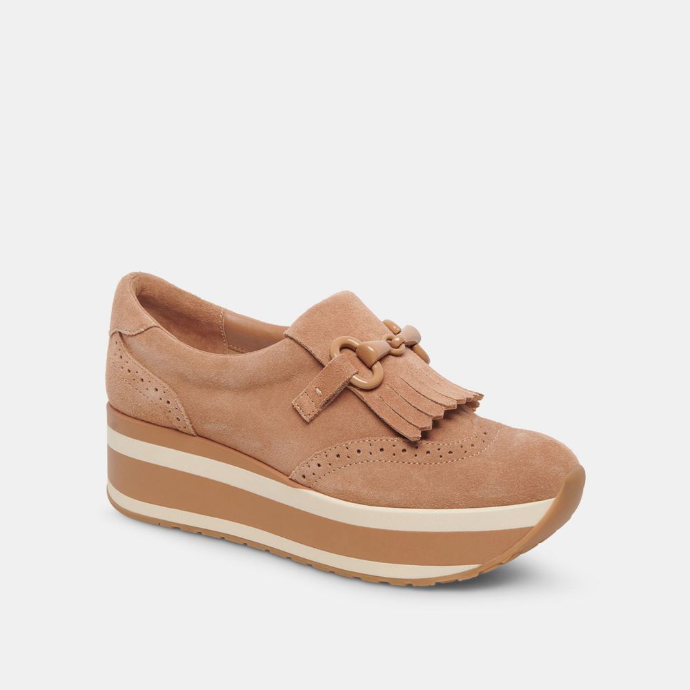 Dolce Vita Jhax Suede Women Sneakers Brown | US-684250DMV