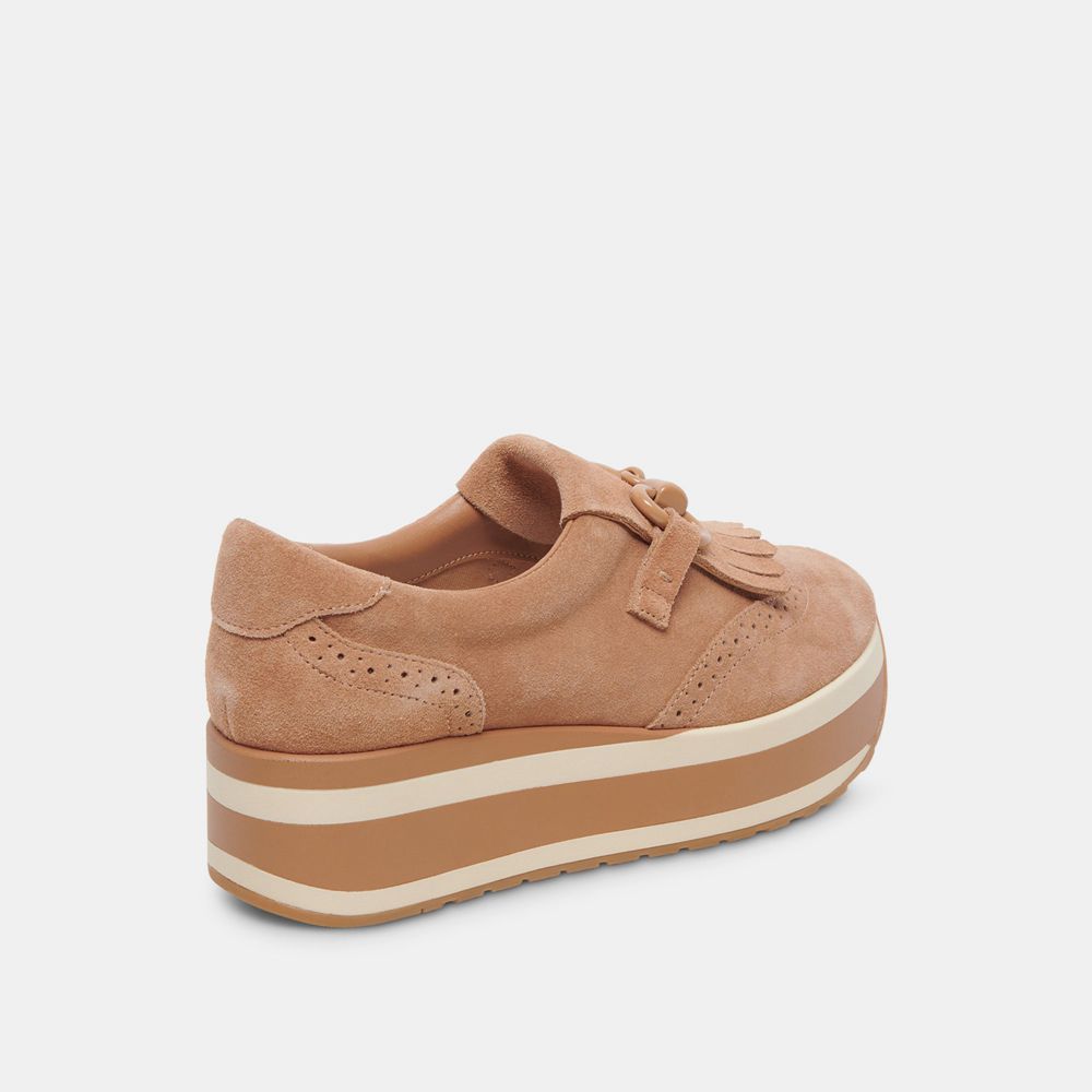 Dolce Vita Jhax Suede Women Sneakers Brown | US-684250DMV