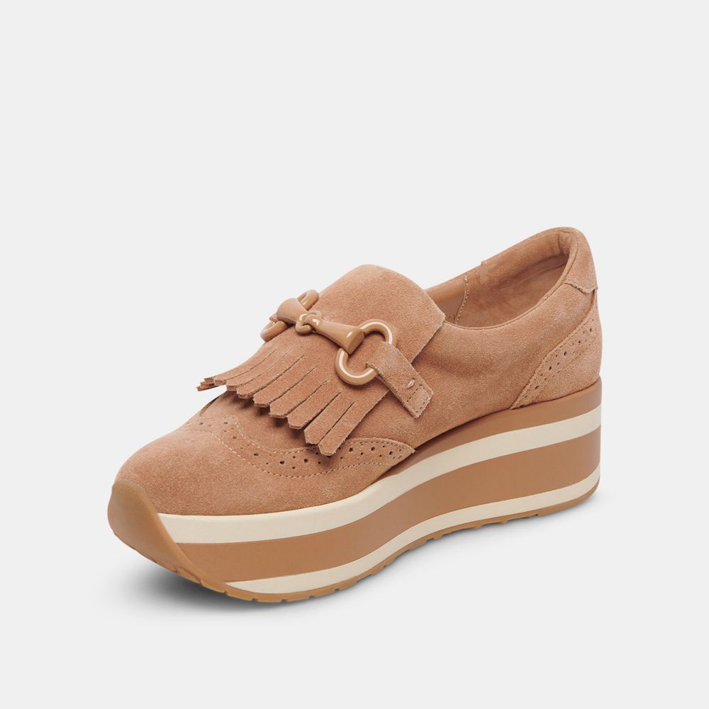 Dolce Vita Jhax Suede Women Sneakers Brown | US-684250DMV