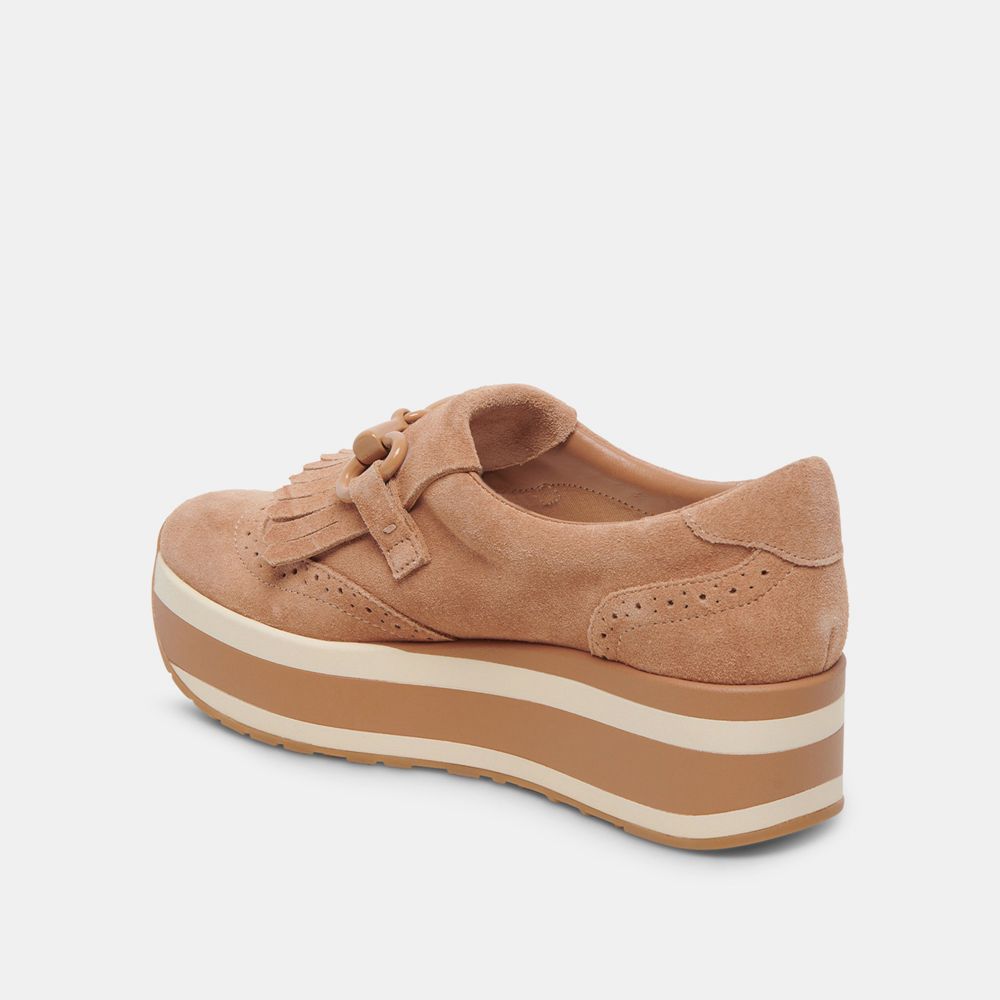 Dolce Vita Jhax Suede Women Sneakers Brown | US-684250DMV