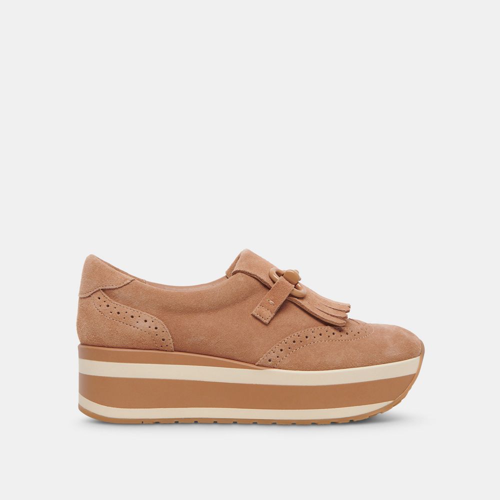 Dolce Vita Jhax Suede Women Sneakers Brown | US-684250DMV