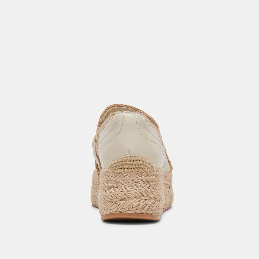 Dolce Vita Jhenee Espadrille Wedge Leather Women Sneakers Cream | US-093478BWT