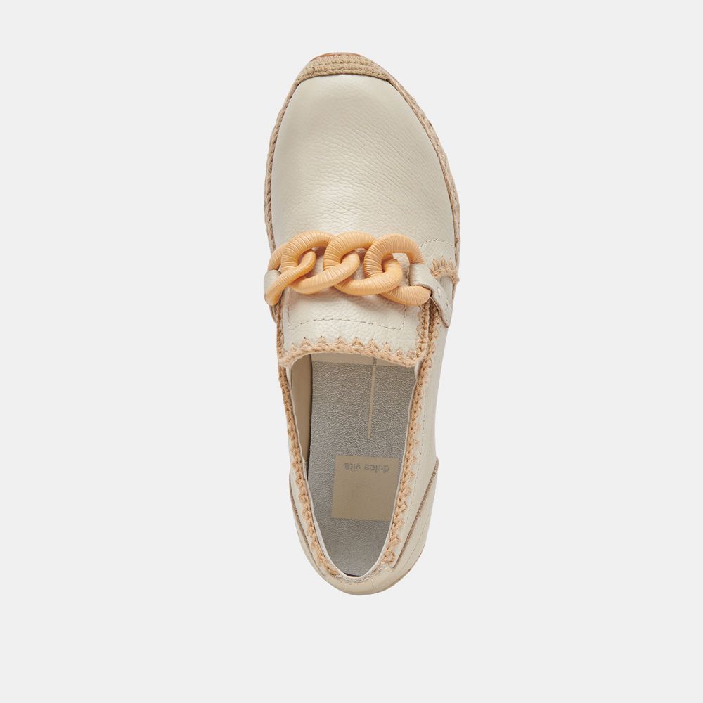 Dolce Vita Jhenee Espadrille Wedge Leather Women Sneakers Cream | US-093478BWT