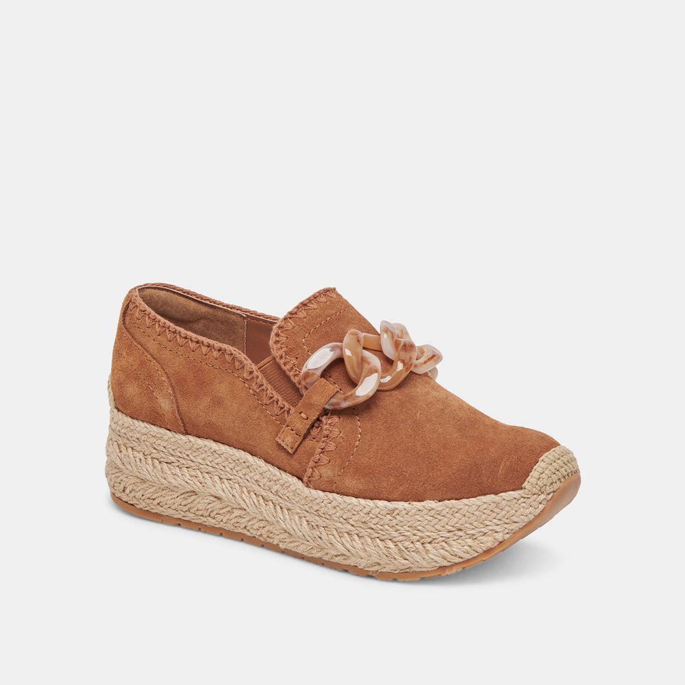 Dolce Vita Jhenee Espadrille Wedge Suede Women Sneakers Brown | US-870462VUX