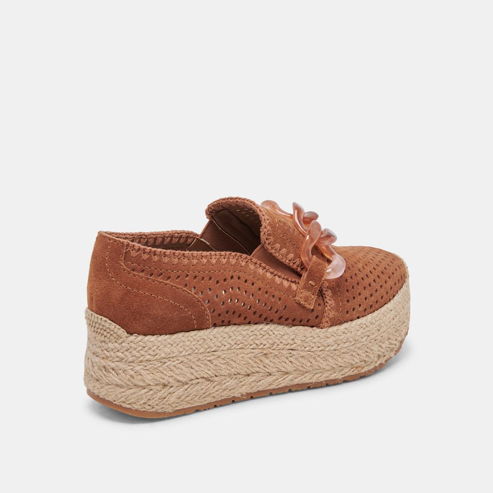 Dolce Vita Jhenee Espadrille Wedge Suede Women Sneakers Brown | US-823971NJL