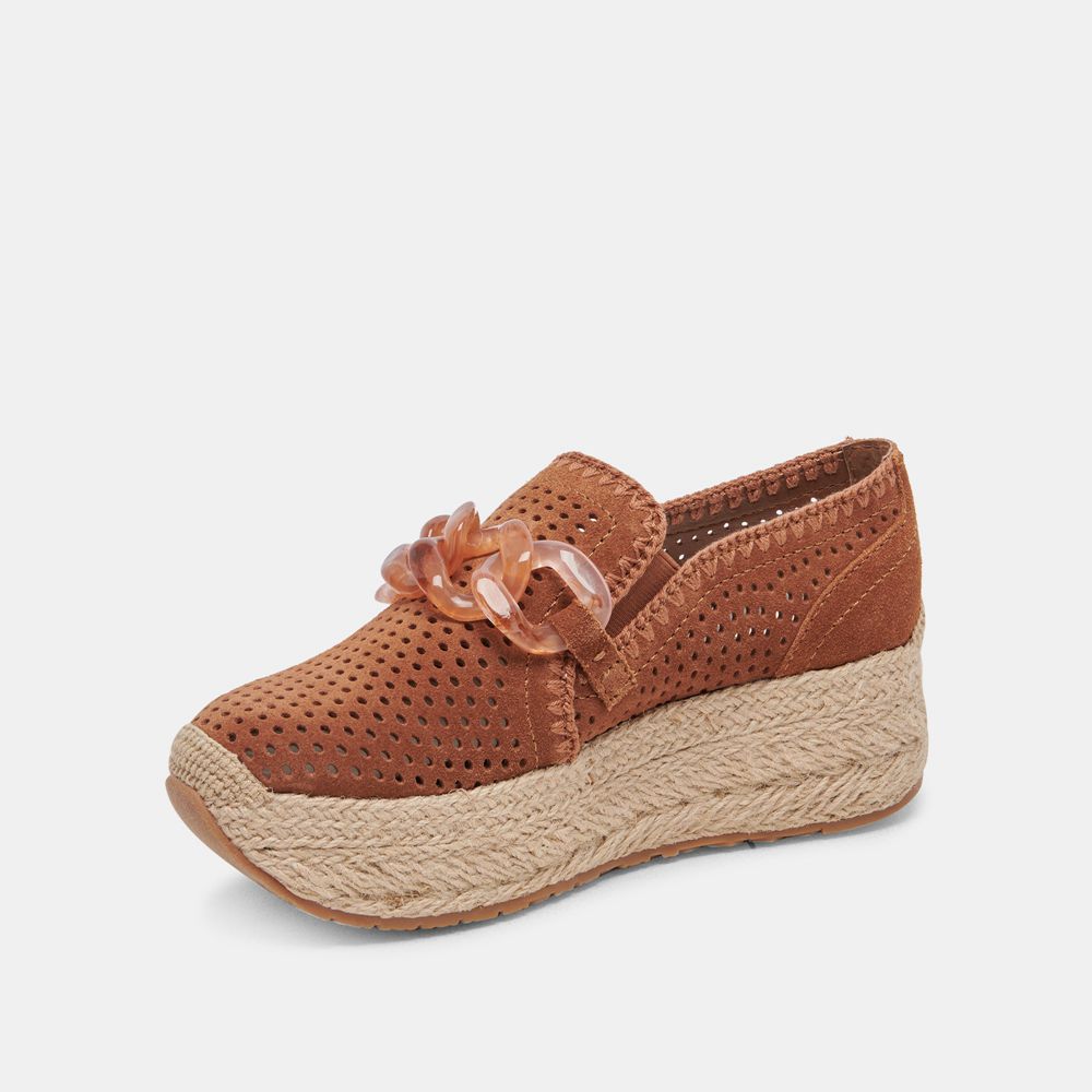 Dolce Vita Jhenee Espadrille Wedge Suede Women Sneakers Brown | US-823971NJL