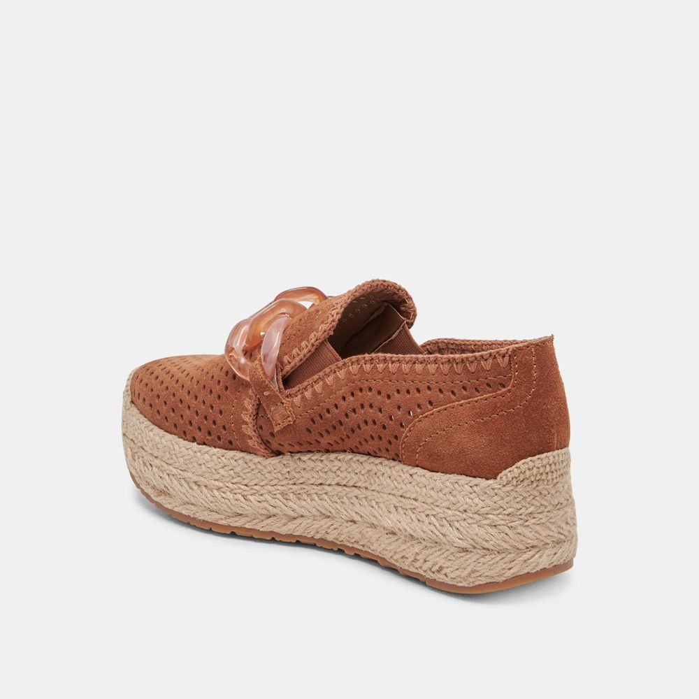 Dolce Vita Jhenee Espadrille Wedge Suede Women Sneakers Brown | US-823971NJL