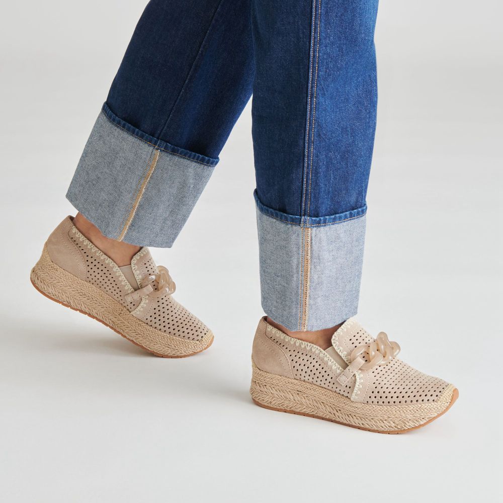 Dolce Vita Jhenee Espadrille Wedge Suede Women Sneakers Beige | US-923410BLI