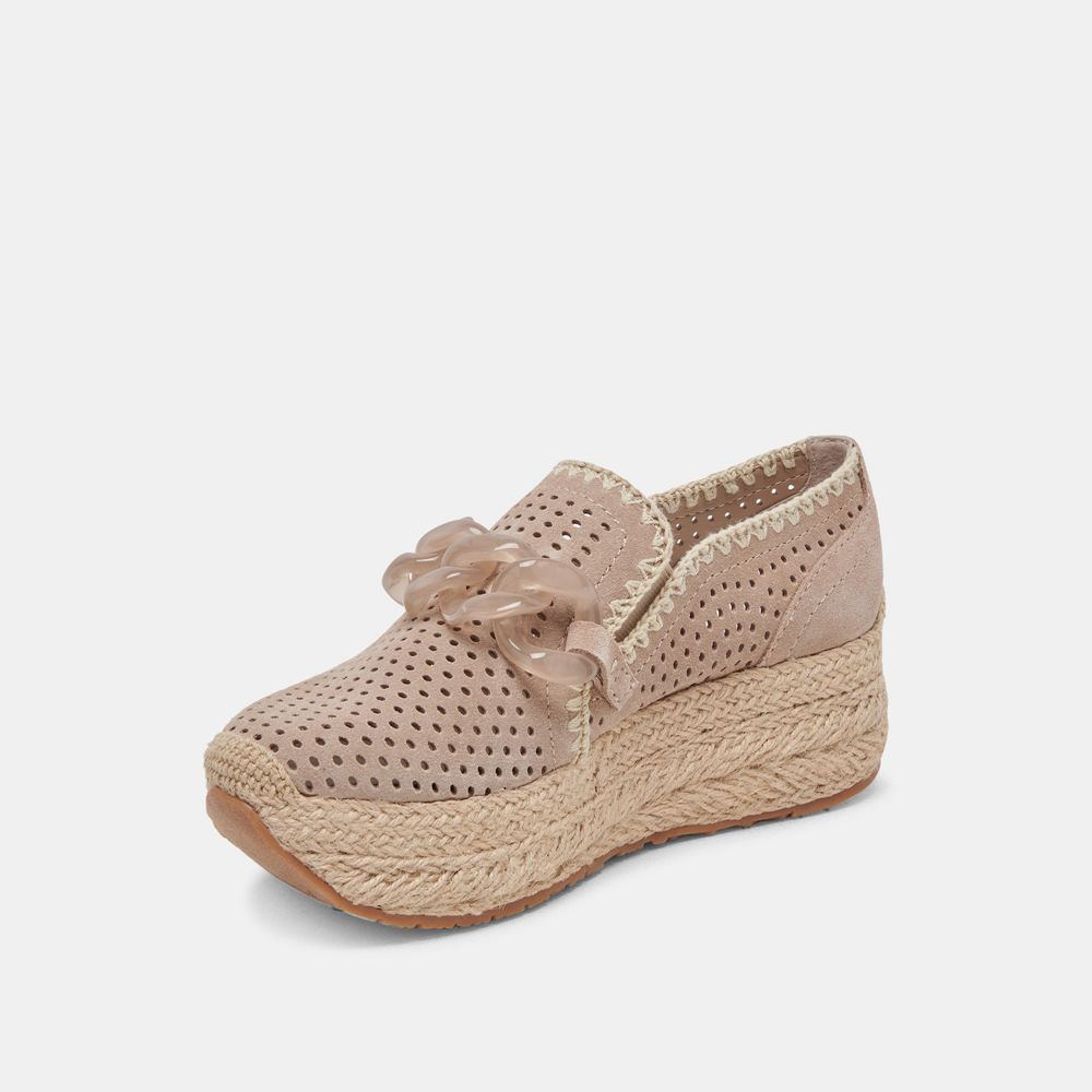 Dolce Vita Jhenee Espadrille Wedge Suede Women Sneakers Beige | US-923410BLI