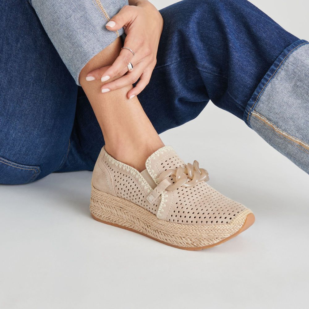 Dolce Vita Jhenee Espadrille Wedge Suede Women Sneakers Beige | US-923410BLI