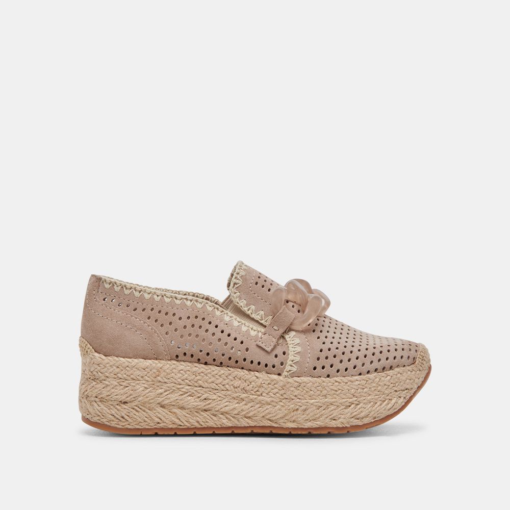 Dolce Vita Jhenee Espadrille Wedge Suede Women Sneakers Beige | US-923410BLI