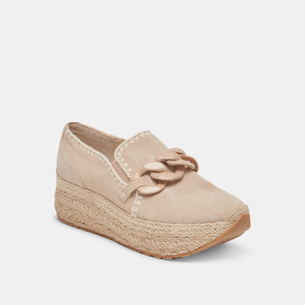 Dolce Vita Jhenee Espadrille Wedge Suede Women Sneakers Beige | US-516092WUY