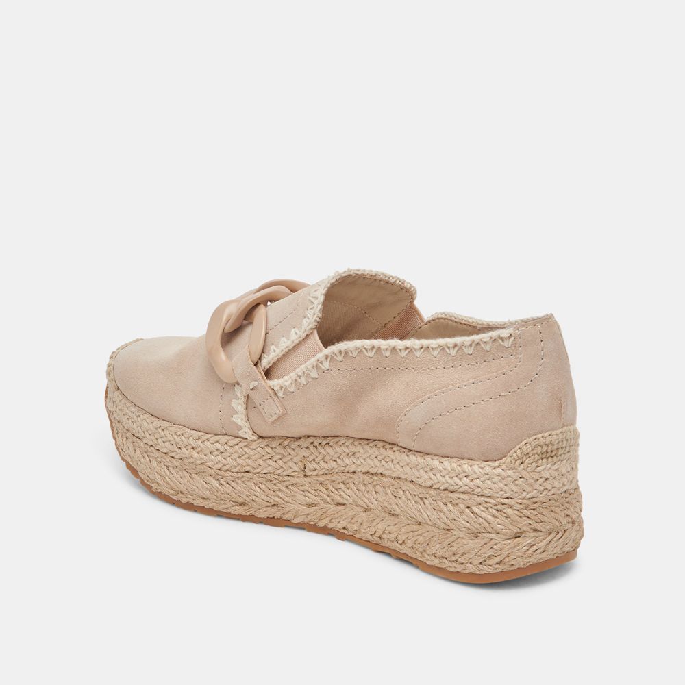 Dolce Vita Jhenee Espadrille Wedge Suede Women Sneakers Beige | US-516092WUY