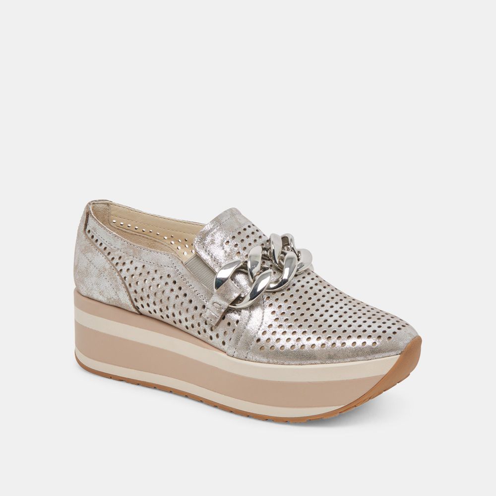 Dolce Vita Jhenee Perforated Women Sneakers Silver | US-731842RAK