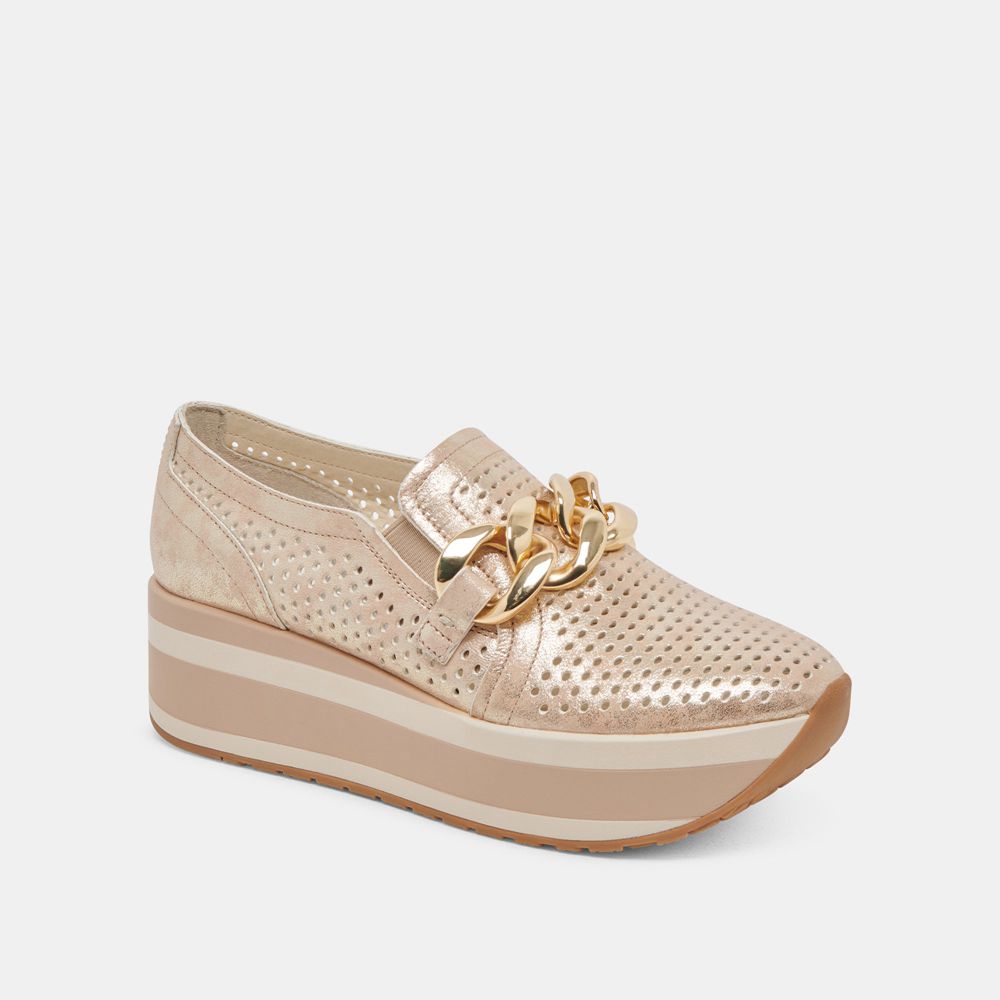 Dolce Vita Jhenee Perforated Women Sneakers Light Gold | US-617495BOY