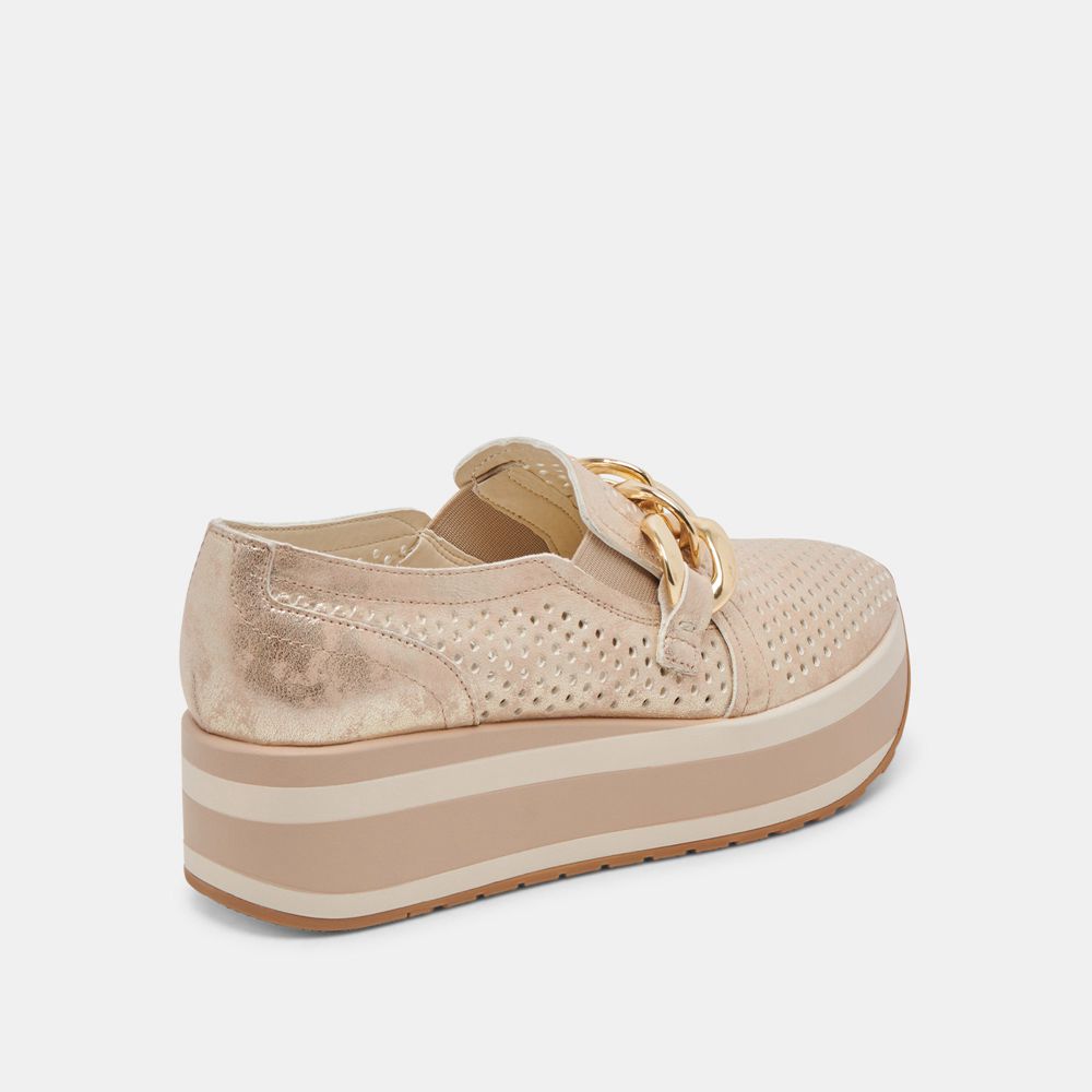 Dolce Vita Jhenee Perforated Women Sneakers Light Gold | US-617495BOY