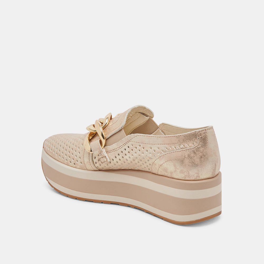 Dolce Vita Jhenee Perforated Women Sneakers Light Gold | US-617495BOY