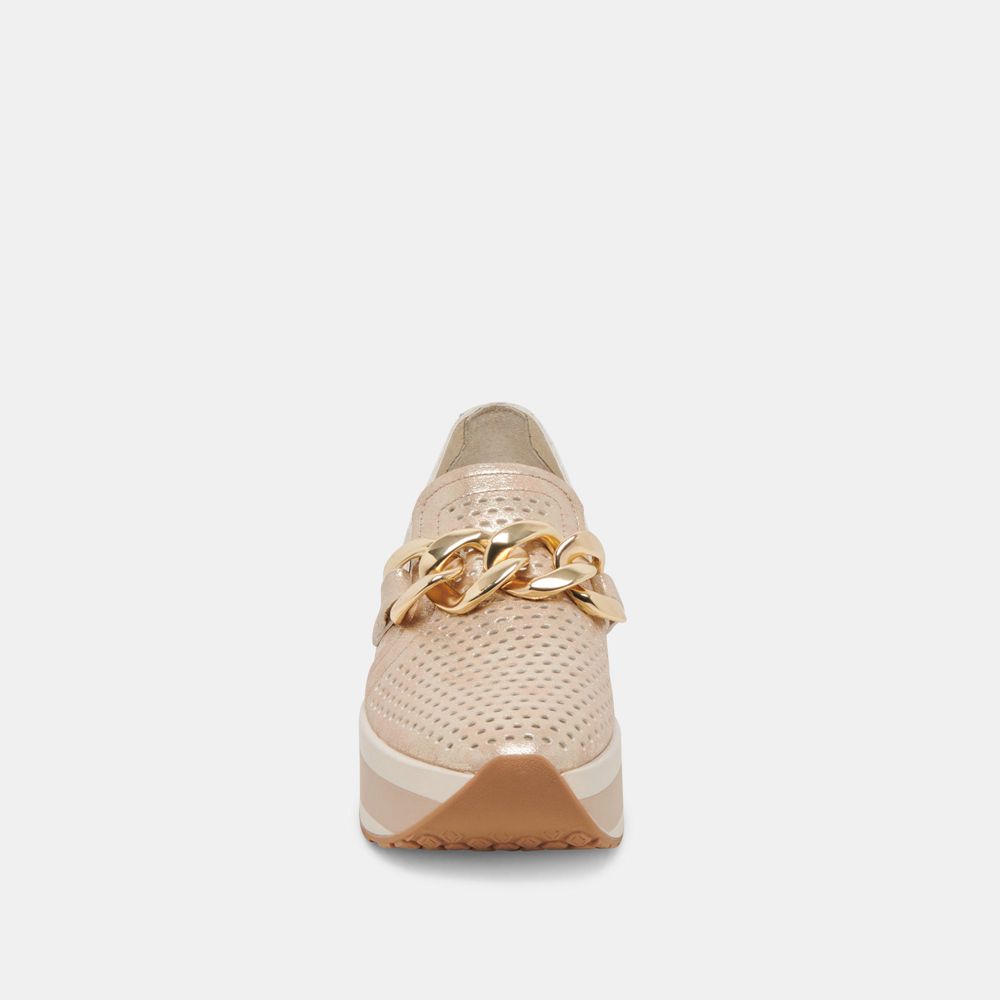 Dolce Vita Jhenee Perforated Women Sneakers Light Gold | US-617495BOY