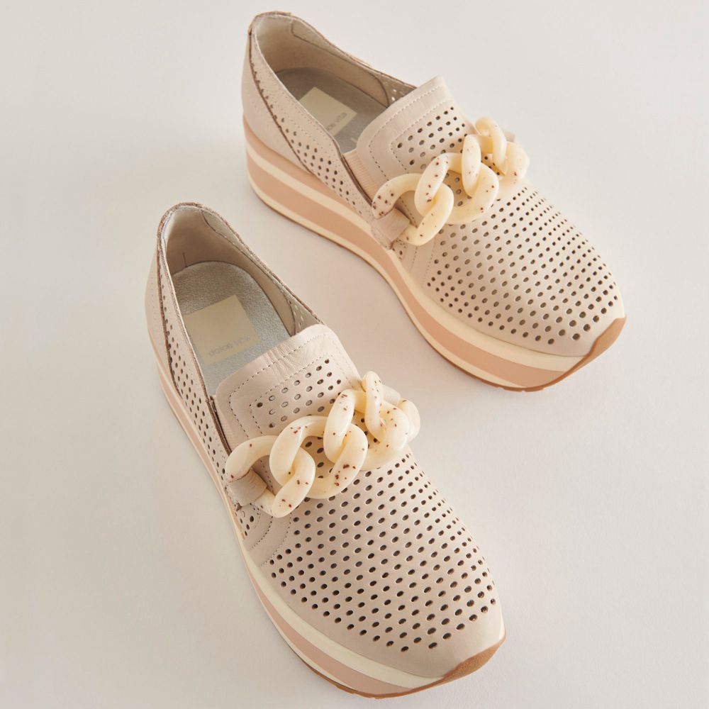 Dolce Vita Jhenee Perforated Women Sneakers Light Beige | US-095631RJP