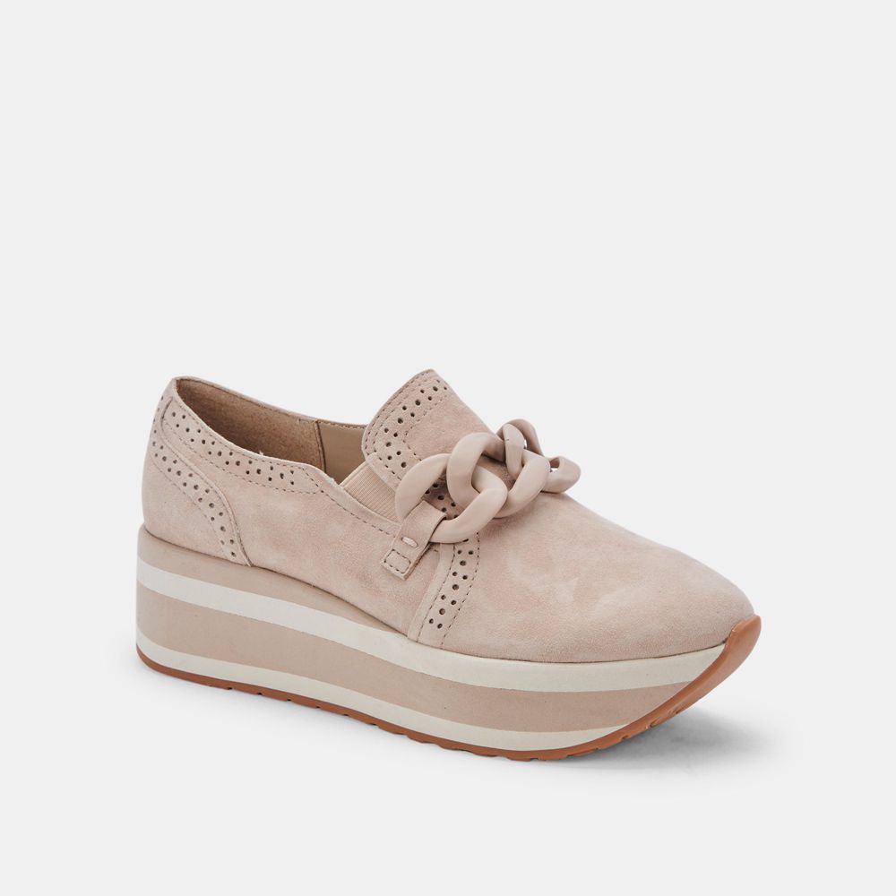 Dolce Vita Jhenee Suede Women Sneakers Beige | US-065397GHV