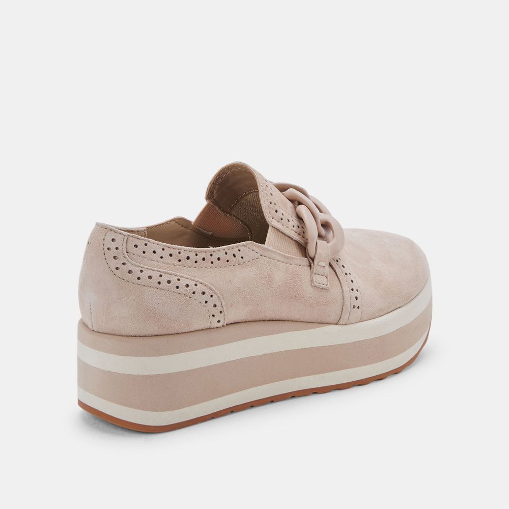 Dolce Vita Jhenee Suede Women Sneakers Beige | US-065397GHV