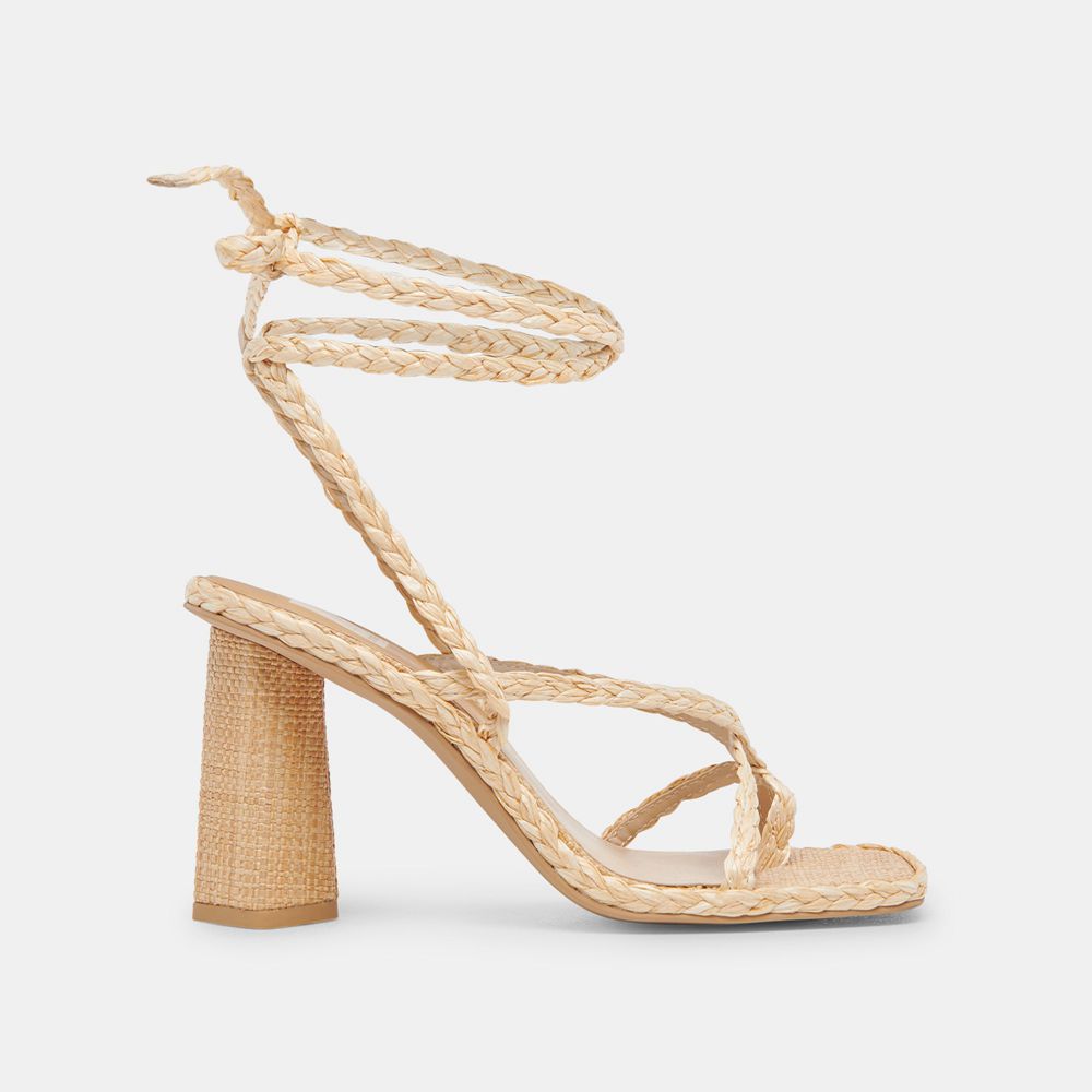 Dolce Vita Joelle Raffia Women Heels Light Brown | US-629083OKY