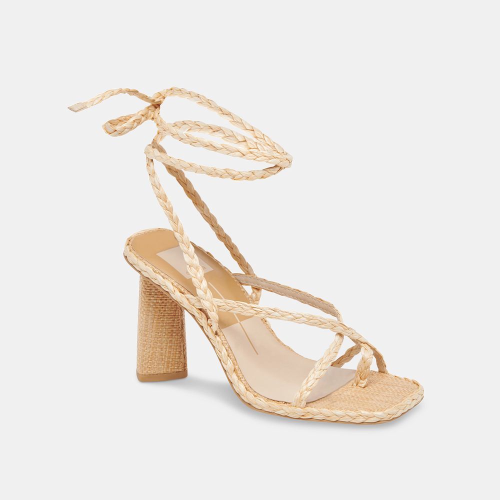 Dolce Vita Joelle Raffia Women Heels Light Brown | US-629083OKY