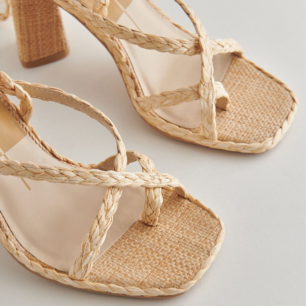 Dolce Vita Joelle Raffia Women Heels Sandals Light Brown | US-028357HEM