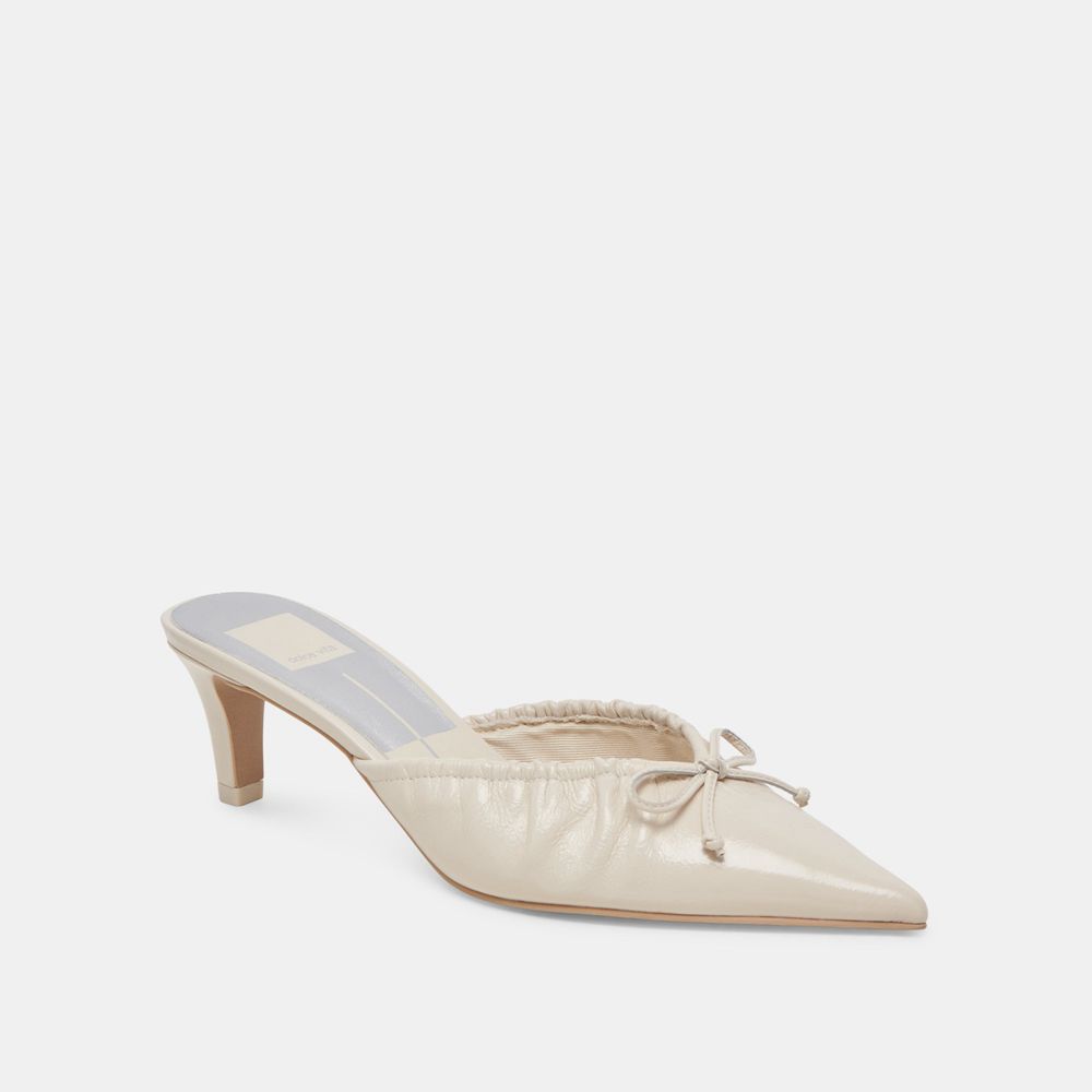 Dolce Vita Kairi Mid Crinkle Patent Women Heels Cream | US-538269RXL