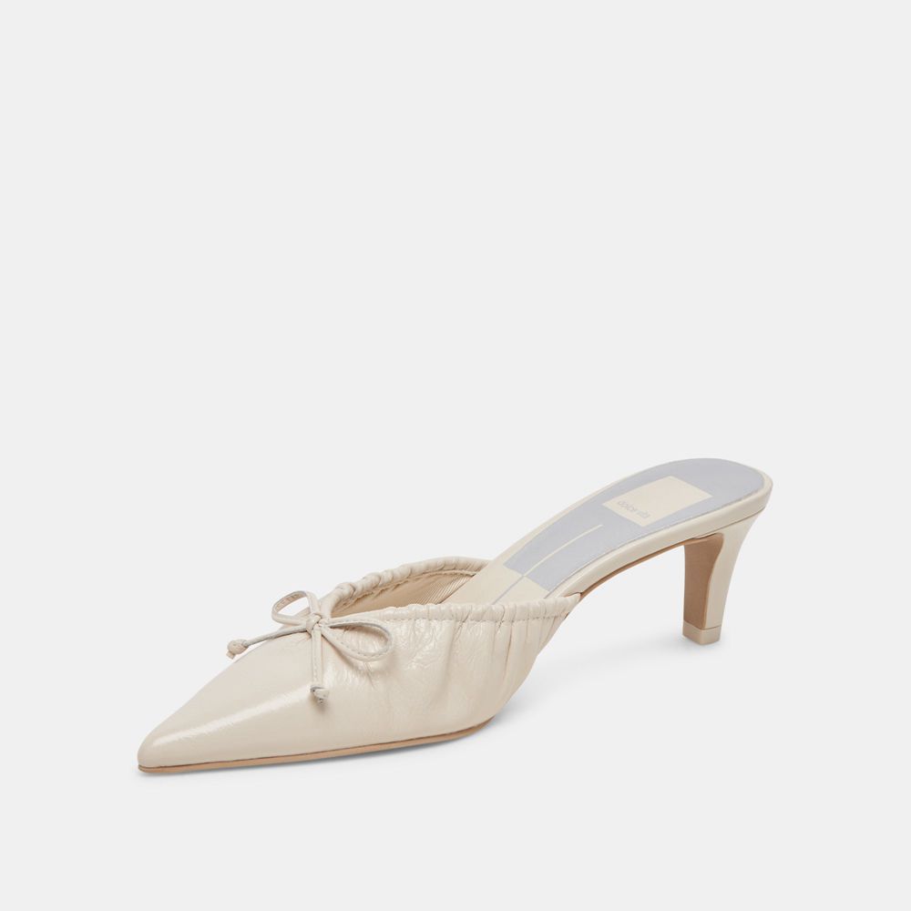 Dolce Vita Kairi Mid Crinkle Patent Women Heels Cream | US-538269RXL