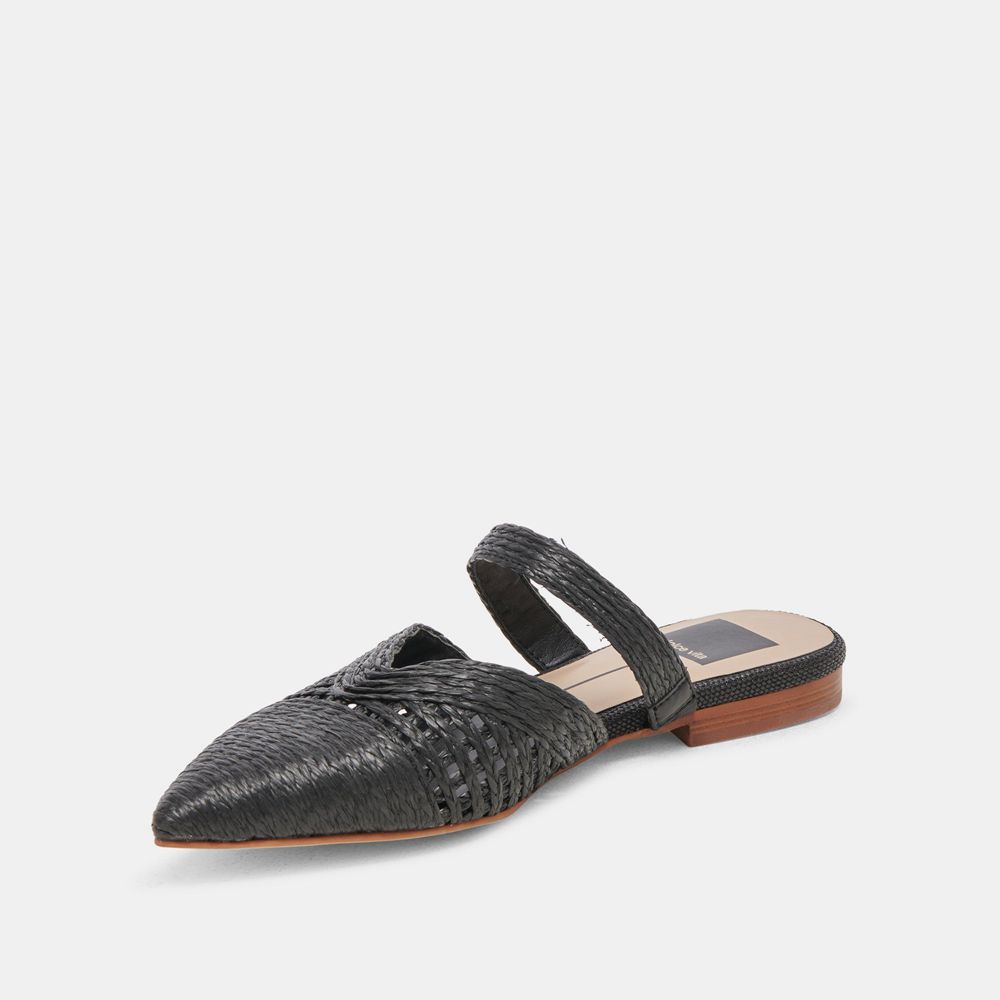 Dolce Vita Kaline Raffia Women Flats Black | US-942317OYR