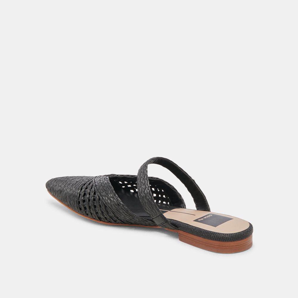 Dolce Vita Kaline Raffia Women Flats Black | US-942317OYR