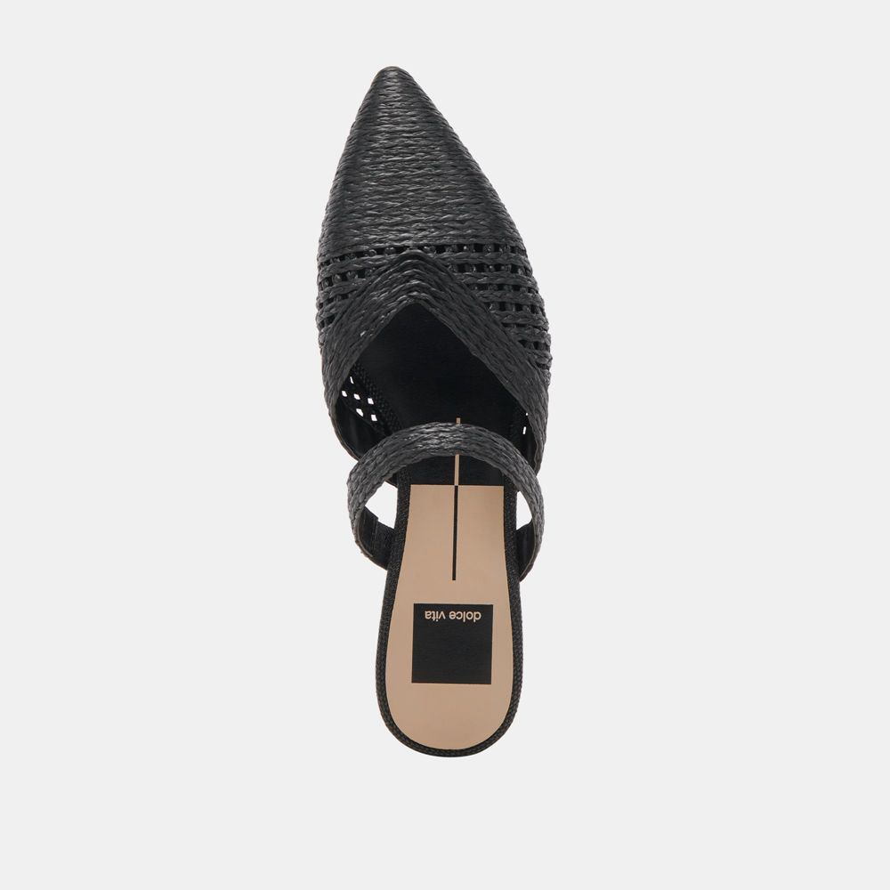 Dolce Vita Kaline Raffia Women Flats Black | US-942317OYR